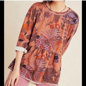 Anthropologie Saturday Sunday Colleen Floral Terry Peplum Sweatshirt